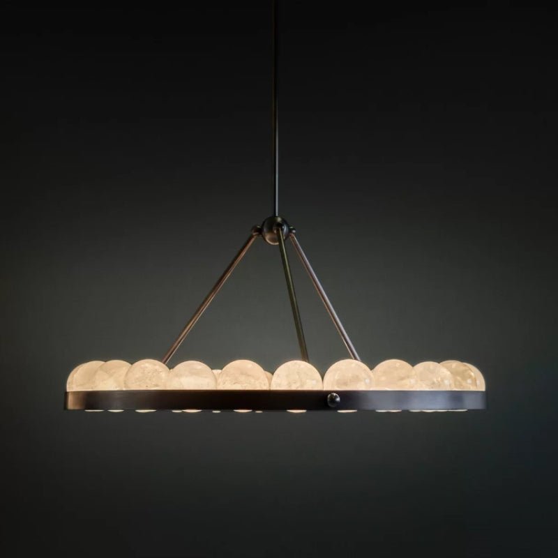 Oliver Modern Alabaster Suter Round Chandelier - Zelno Lighting