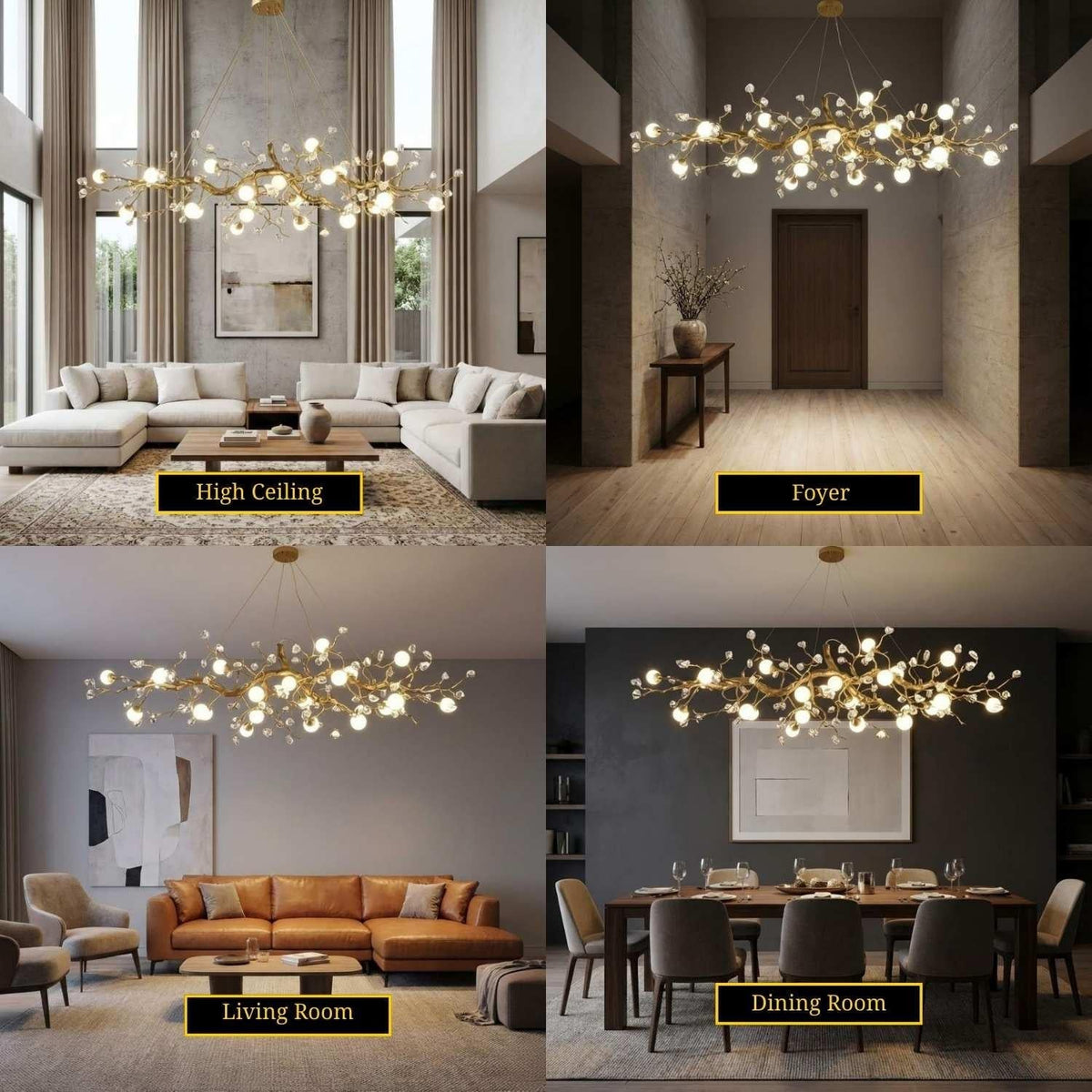 Orgi Statement Linear Branch Chandelier - Zelno Lighting