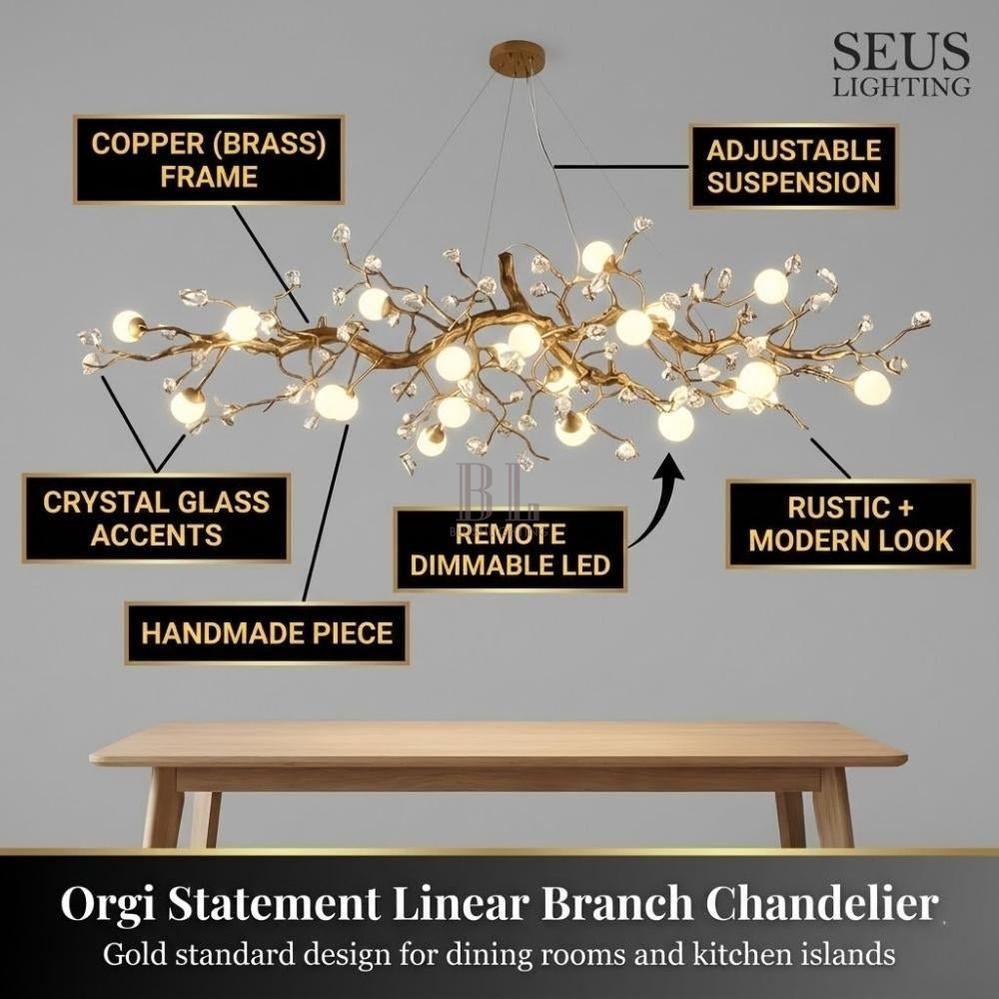 Orgi Statement Linear Branch Chandelier - Zelno Lighting