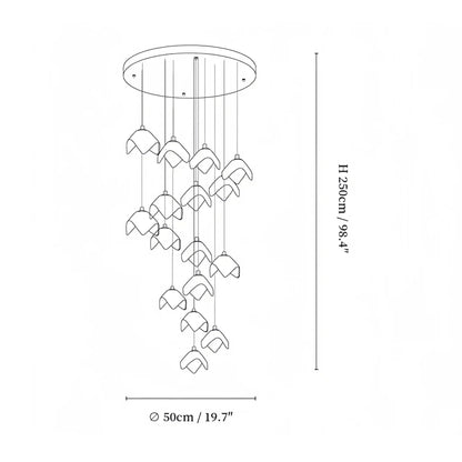 Orlani Bloom Cascade Stairs Chandelier - Zelno Lighting