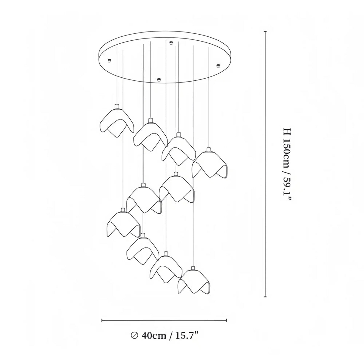 Orlani Bloom Cascade Stairs Chandelier - Zelno Lighting