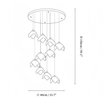 Orlani Bloom Cascade Stairs Chandelier - Zelno Lighting
