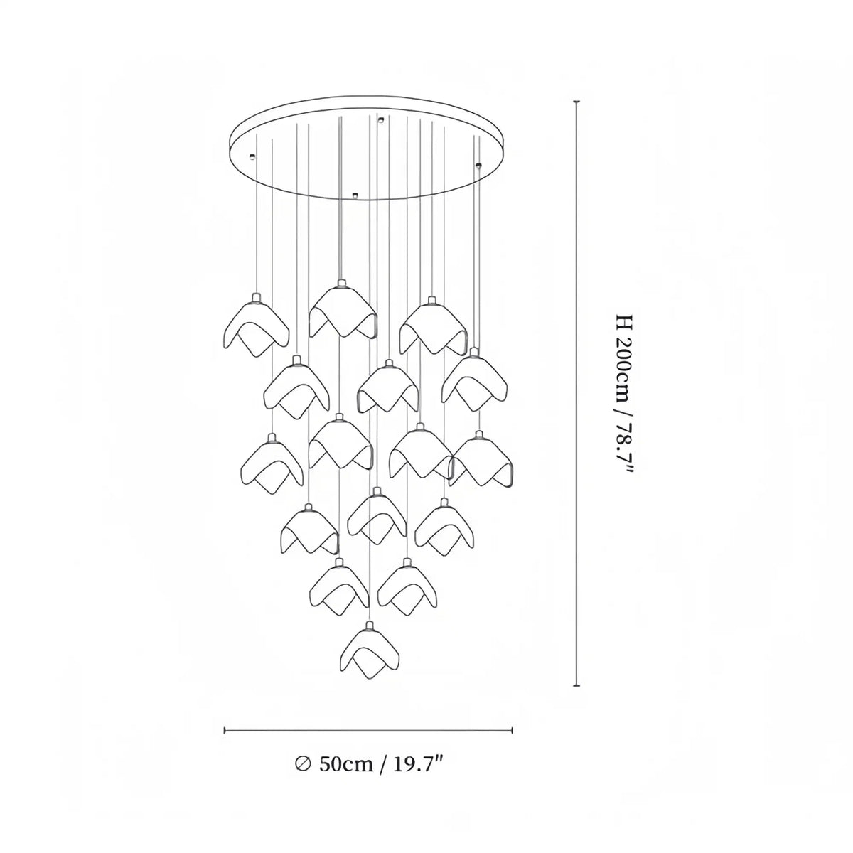 Orlani Bloom Cascade Stairs Chandelier - Zelno Lighting