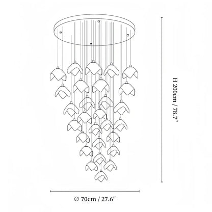 Orlani Bloom Cascade Stairs Chandelier - Zelno Lighting