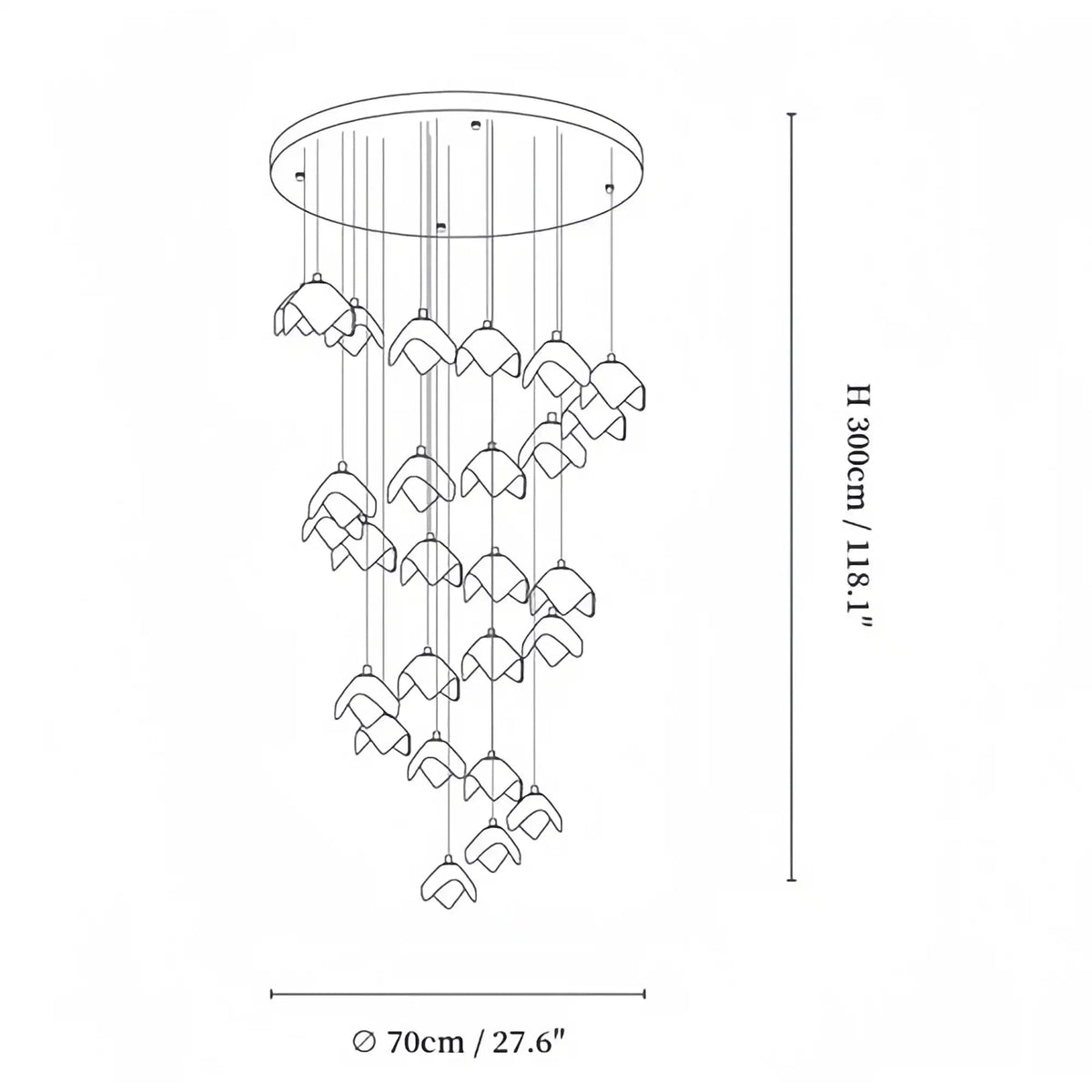 Orlani Bloom Cascade Stairs Chandelier - Zelno Lighting
