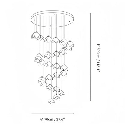 Orlani Bloom Cascade Stairs Chandelier - Zelno Lighting