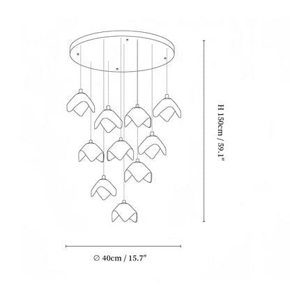 Orlani Bloom Cascade Stairs Chandelier - Zelno Lighting