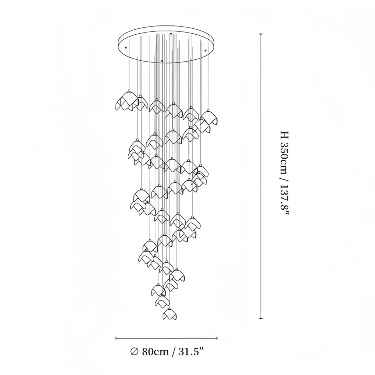 Orlani Bloom Cascade Stairs Chandelier - Zelno Lighting