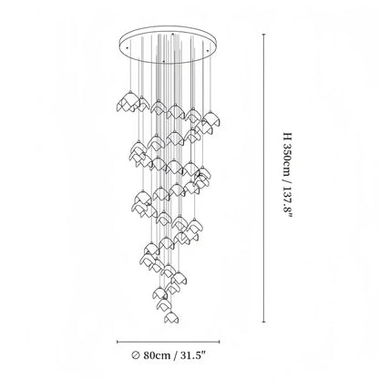 Orlani Bloom Cascade Stairs Chandelier - Zelno Lighting