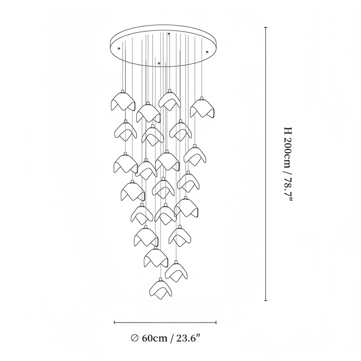Orlani Bloom Cascade Stairs Chandelier - Zelno Lighting