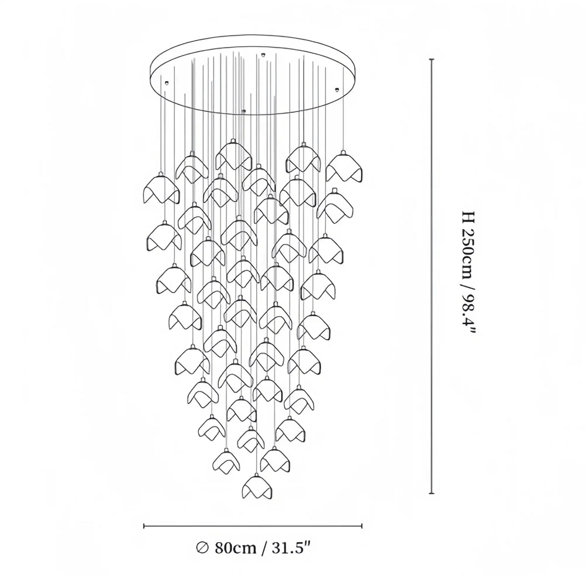 Orlani Bloom Cascade Stairs Chandelier - Zelno Lighting