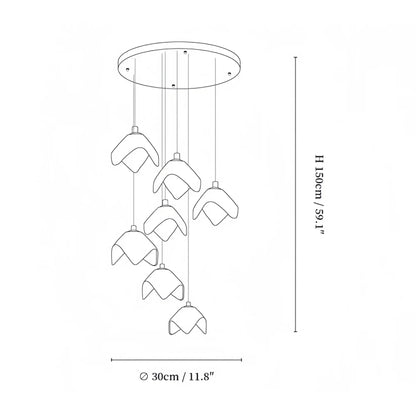Orlani Bloom Cascade Stairs Chandelier - Zelno Lighting