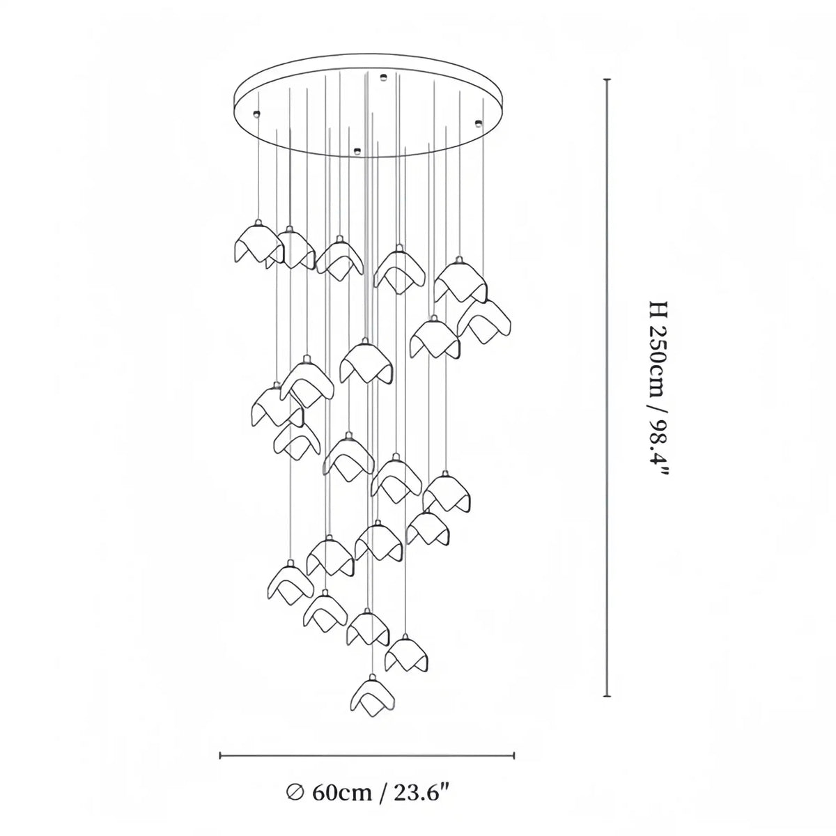 Orlani Bloom Cascade Stairs Chandelier - Zelno Lighting