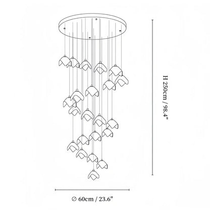 Orlani Bloom Cascade Stairs Chandelier - Zelno Lighting