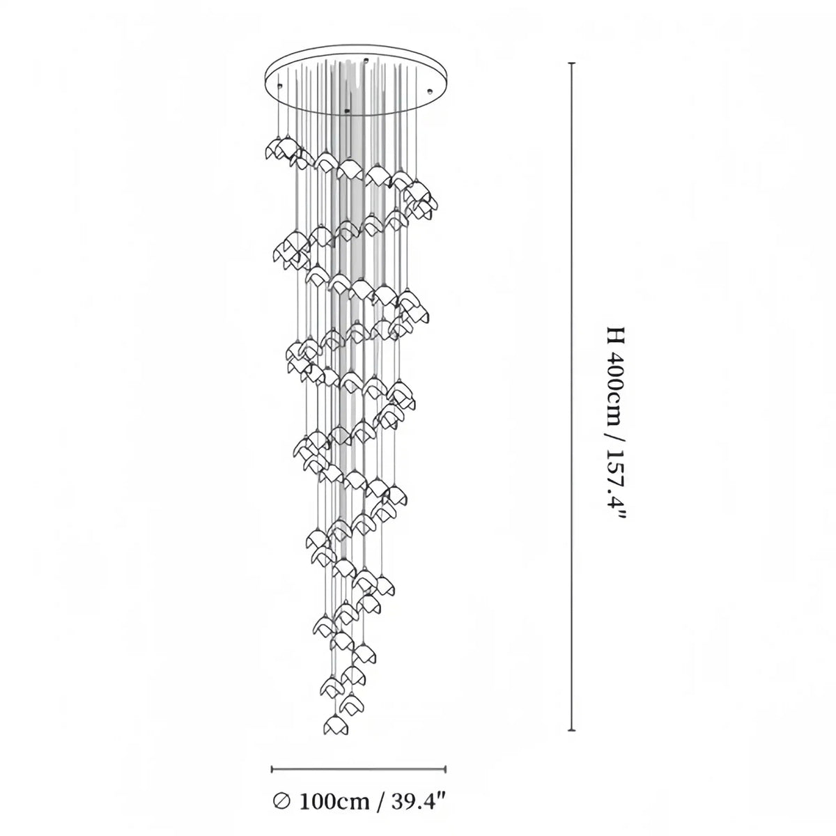 Orlani Bloom Cascade Stairs Chandelier - Zelno Lighting