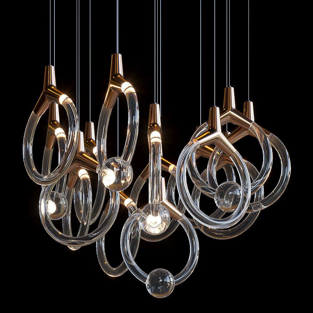 Orvella Crystal Orbit Scatter Chandelier - Zelno Lighting
