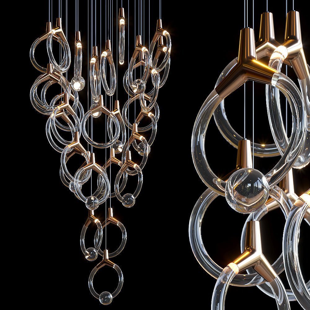 Orvella Crystal Orbit Scatter Chandelier - Zelno Lighting