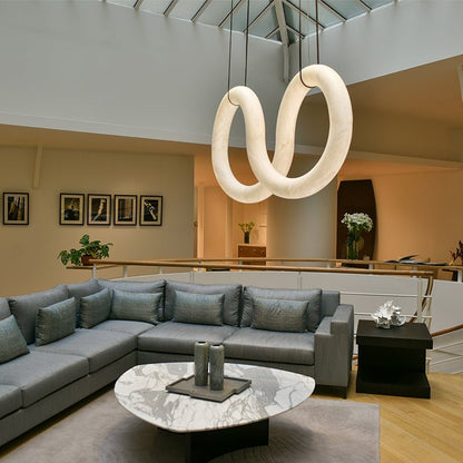 Oslo Infinity Symmetrical Alabaster Pendant Chandelier - Zelno