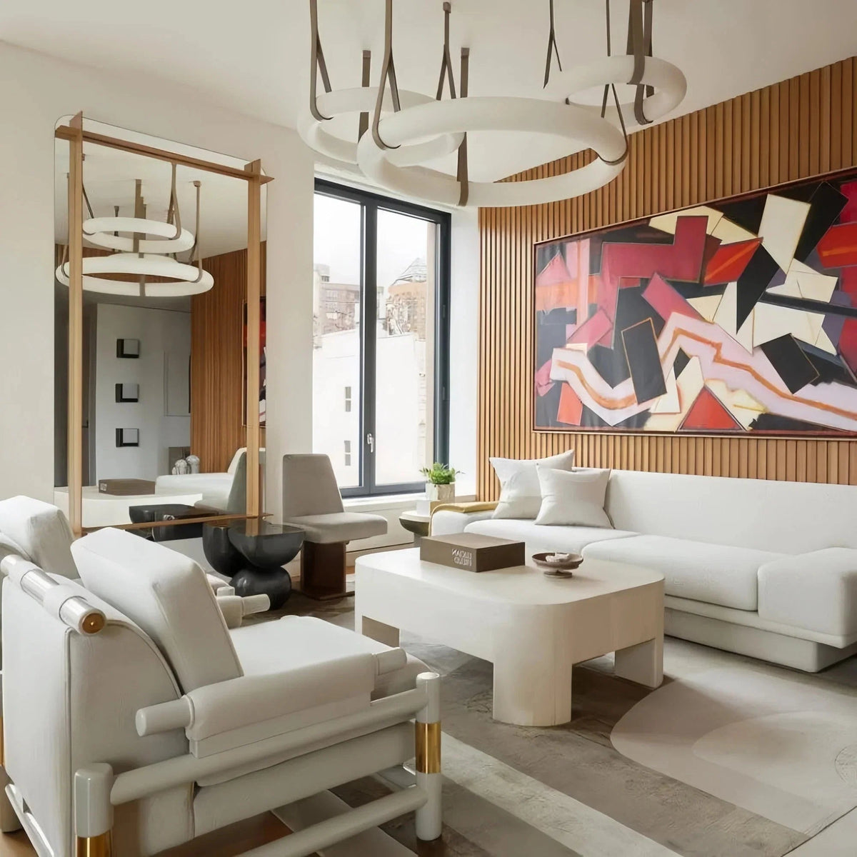 Oslo L1P Pendant Alabaster Chandelier, Halo Ring Chandelier With canopy Over Dining Table - Zelno Lighting