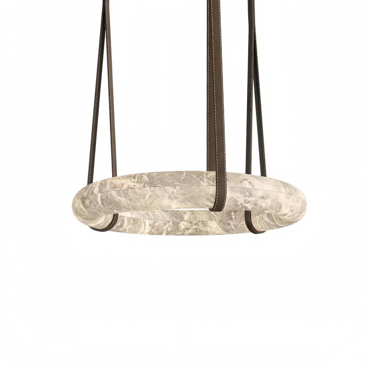 Oslo L1P Pendant Alabaster Chandelier, Halo Ring Chandelier With canopy Over Dining Table - Zelno Lighting