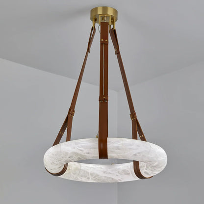 Oslo Pendant Alabaster Chandelier, Halo Ring Chandelier - Zelno