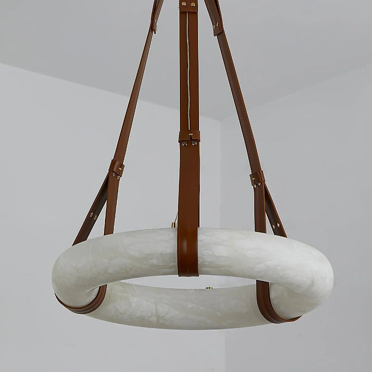 Oslo Pendant Alabaster Chandelier, Halo Ring Chandelier - Zelno