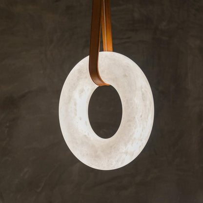 Oslo Pendant Alabaster Chandelier, Halo Ring Chandelier - Zelno