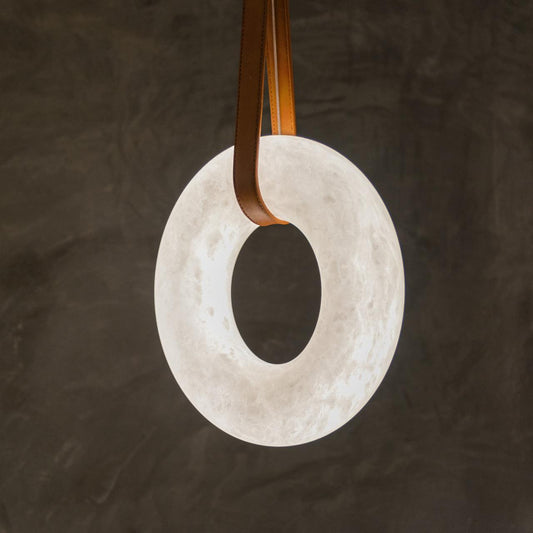 Oslo Pendant Alabaster Chandelier, Halo Ring Chandelier - Zelno
