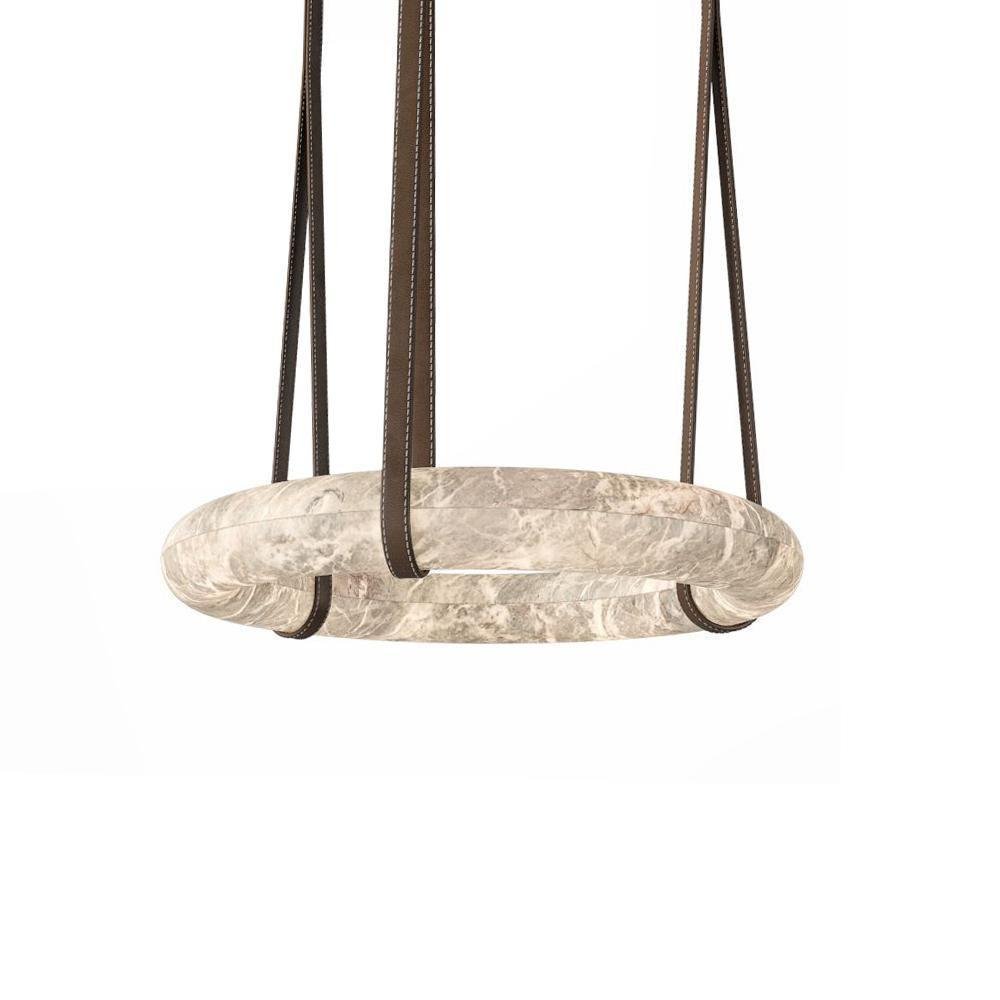 Oslo Pendant Alabaster Chandelier, Halo Ring Chandelier - Zelno