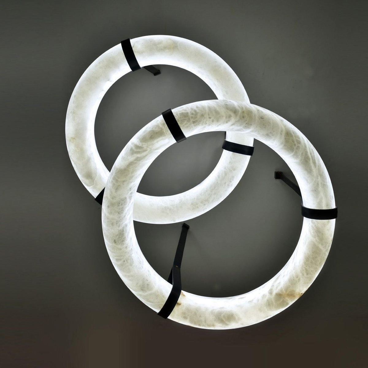 Oslo Pendant Alabaster Chandelier, Halo Ring Chandelier - Zelno