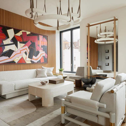 Oslo Pendant Alabaster Chandelier, Halo Ring Chandelier - Zelno