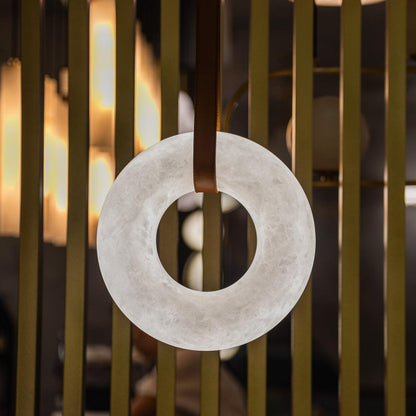 Oslo Pendant Alabaster Chandelier, Halo Ring Chandelier - Zelno