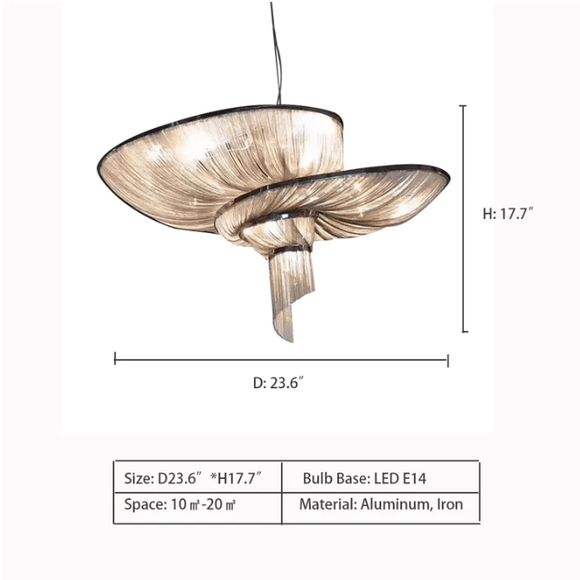 Oversized Art Fashion Spiral Tassel Aluminum Chain Chandelier for Living Room/Foyer - Zelno Lighting