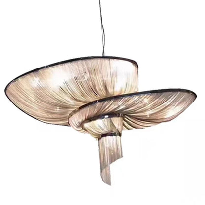 Oversized Art Fashion Spiral Tassel Aluminum Chain Chandelier for Living Room/Foyer - Zelno Lighting