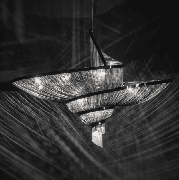 Oversized Art Fashion Spiral Tassel Aluminum Chain Chandelier for Living Room/Foyer - Zelno Lighting