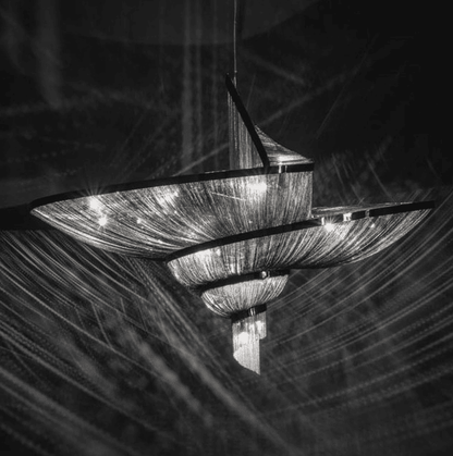 Oversized Art Fashion Spiral Tassel Aluminum Chain Chandelier for Living Room/Foyer - Zelno Lighting