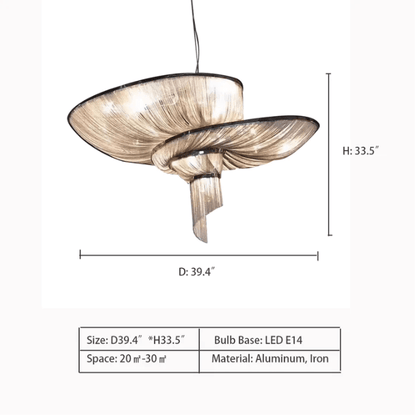 Oversized Art Fashion Spiral Tassel Aluminum Chain Chandelier for Living Room/Foyer - Zelno Lighting