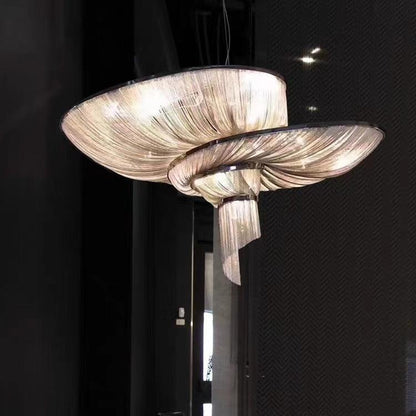 Oversized Art Fashion Spiral Tassel Aluminum Chain Chandelier for Living Room/Foyer - Zelno Lighting