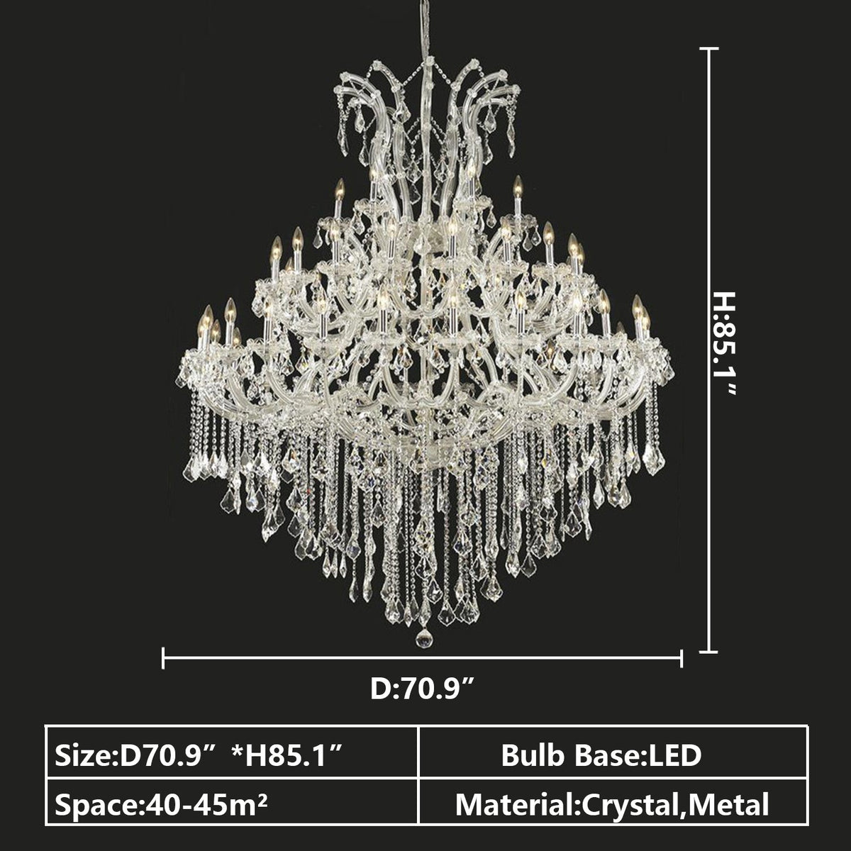 Oversized European Chrome Classic Candle Branch Crystal Chandelier for 2-Story/Duplex Buildings - Zelno Lighting