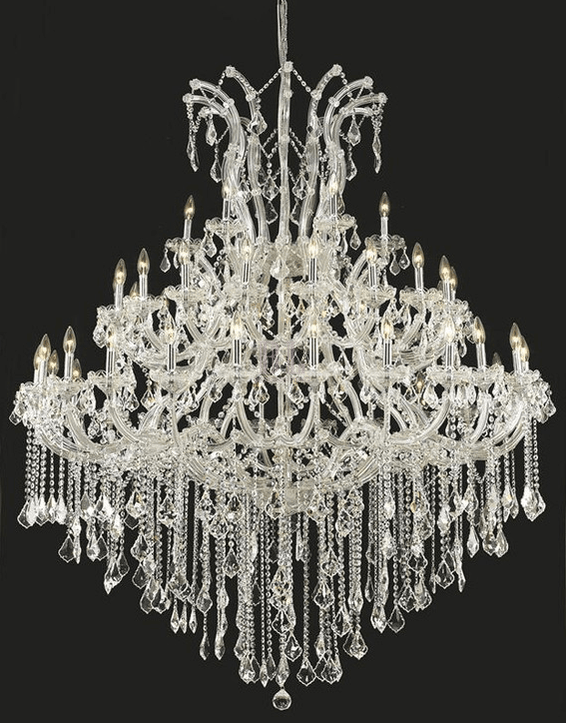 Oversized European Chrome Classic Candle Branch Crystal Chandelier for 2-Story/Duplex Buildings - Zelno Lighting