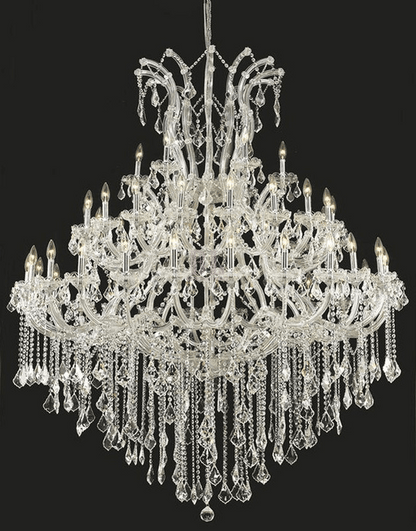 Oversized European Chrome Classic Candle Branch Crystal Chandelier for 2-Story/Duplex Buildings - Zelno Lighting