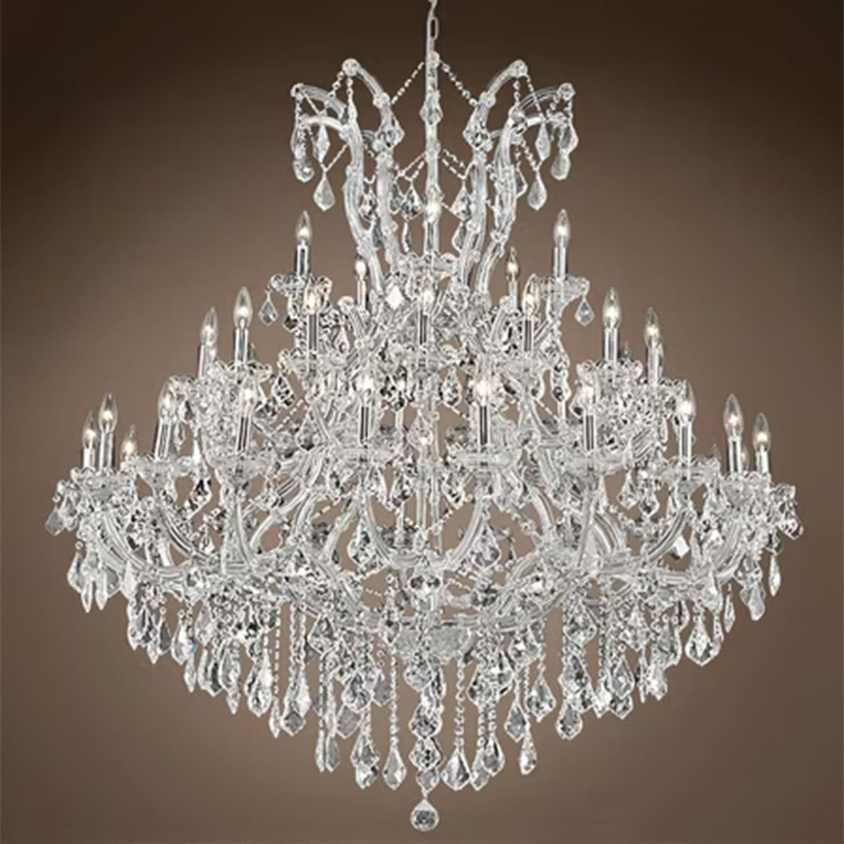 Oversized European Chrome Classic Candle Branch Crystal Chandelier for 2-Story/Duplex Buildings - Zelno Lighting