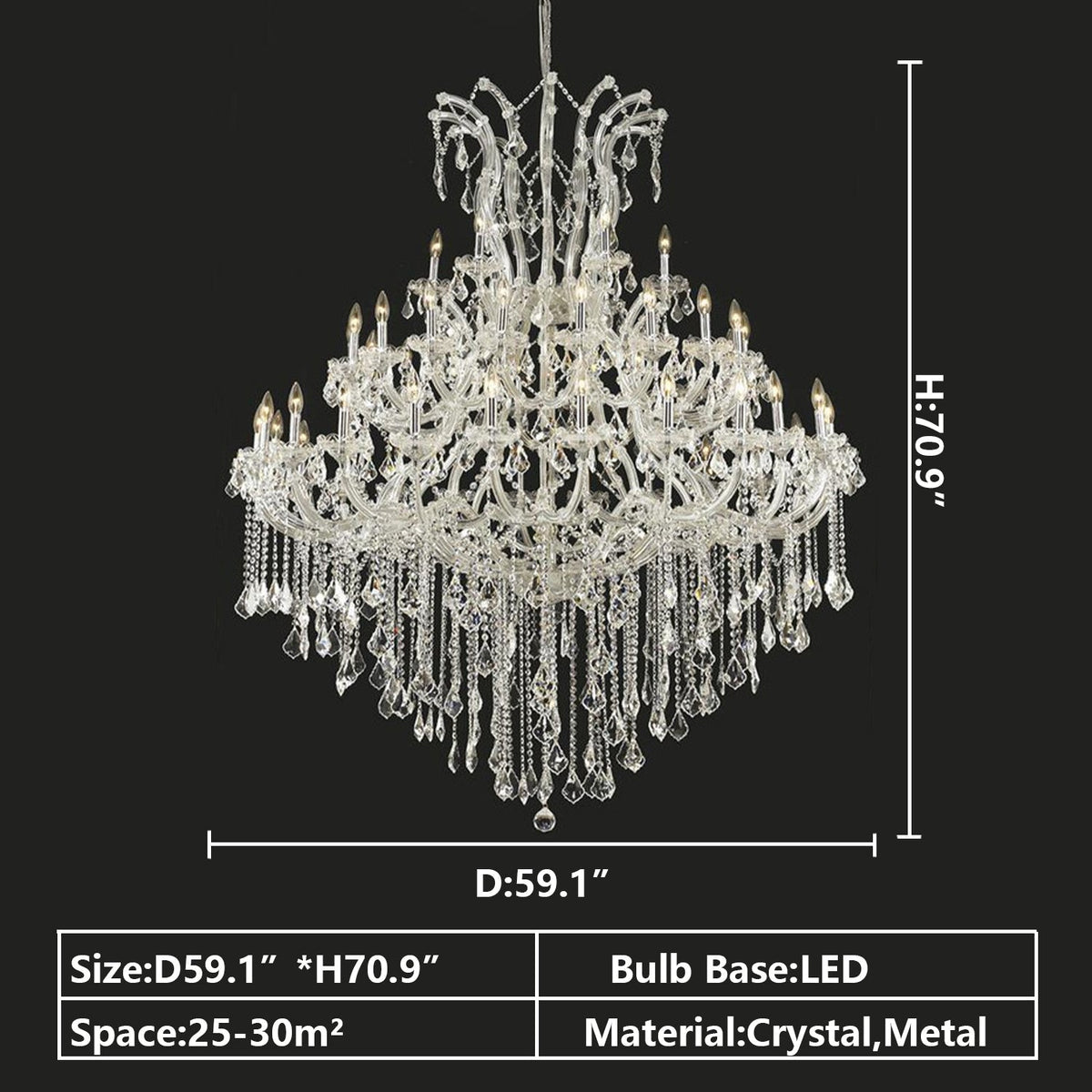 Oversized European Chrome Classic Candle Branch Crystal Chandelier for 2-Story/Duplex Buildings - Zelno Lighting