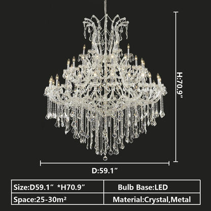 Oversized European Chrome Classic Candle Branch Crystal Chandelier for 2-Story/Duplex Buildings - Zelno Lighting