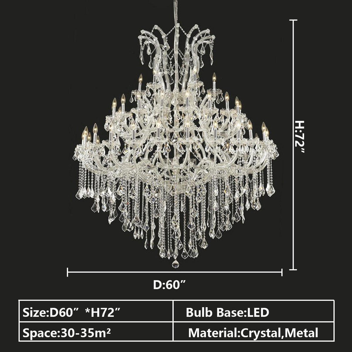 Oversized European Chrome Classic Candle Branch Crystal Chandelier for 2-Story/Duplex Buildings - Zelno Lighting