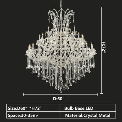 Oversized European Chrome Classic Candle Branch Crystal Chandelier for 2-Story/Duplex Buildings - Zelno Lighting