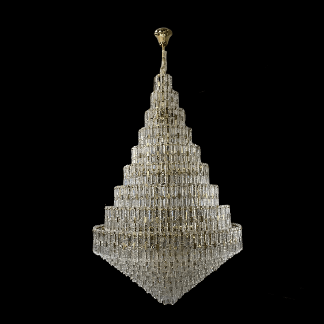 Oversized Luxury Crystal Entryway Chandelier & Foyer Chandelier in Gold Finish - Zelno Lighting