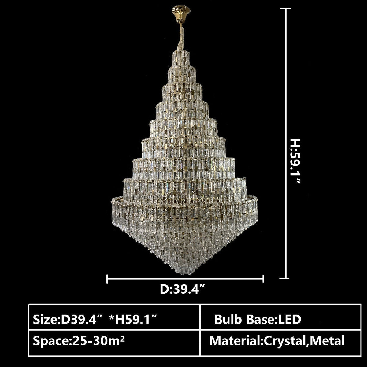 Oversized Luxury Crystal Entryway Chandelier & Foyer Chandelier in Gold Finish - Zelno Lighting