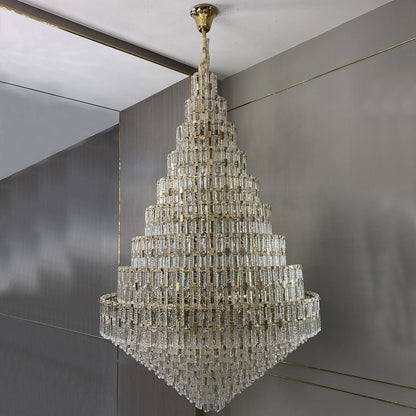 Oversized Luxury Crystal Entryway Chandelier & Foyer Chandelier in Gold Finish - Zelno Lighting
