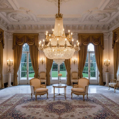 Oversized Luxury Double-layers Golden French Style Crystal Chandelier for Living/Dinning Room/Foyer/Hallway/Staircase - Zelno Lighting